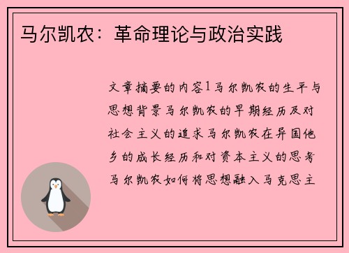 马尔凯农：革命理论与政治实践